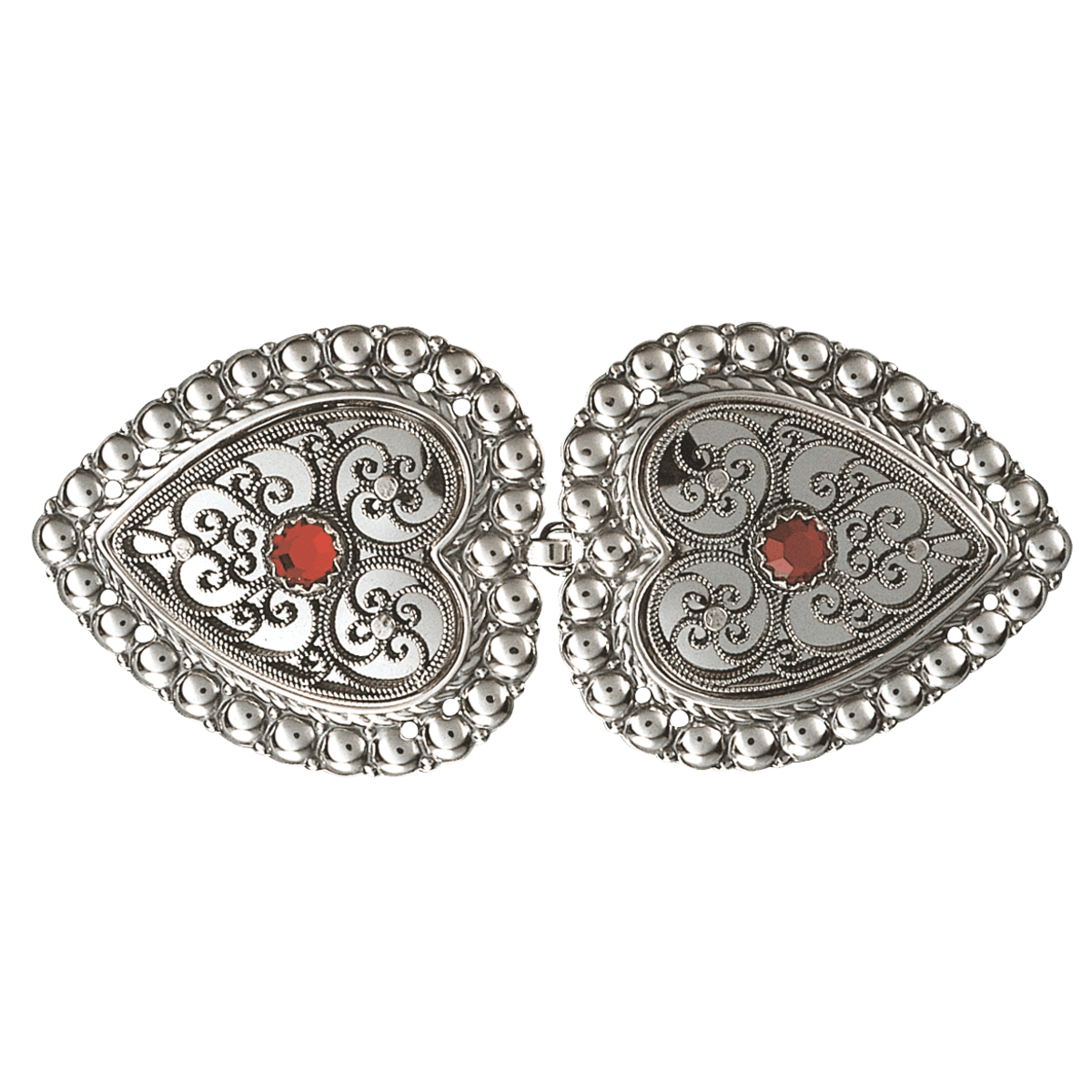 Beltespenne til skinnlist med raud stein, oksidert - Bilde 1