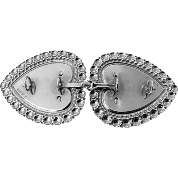 Beltespenne til skinnlist med lilla stein, oksidert