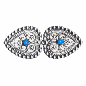 Beltespenne til skinnlist med blå stein, oksidert