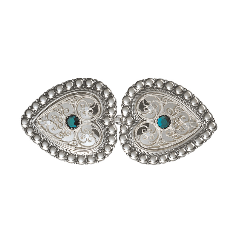 Beltespenne til skinnlist med grøn stein, oksidert/kvit - Bilde 1