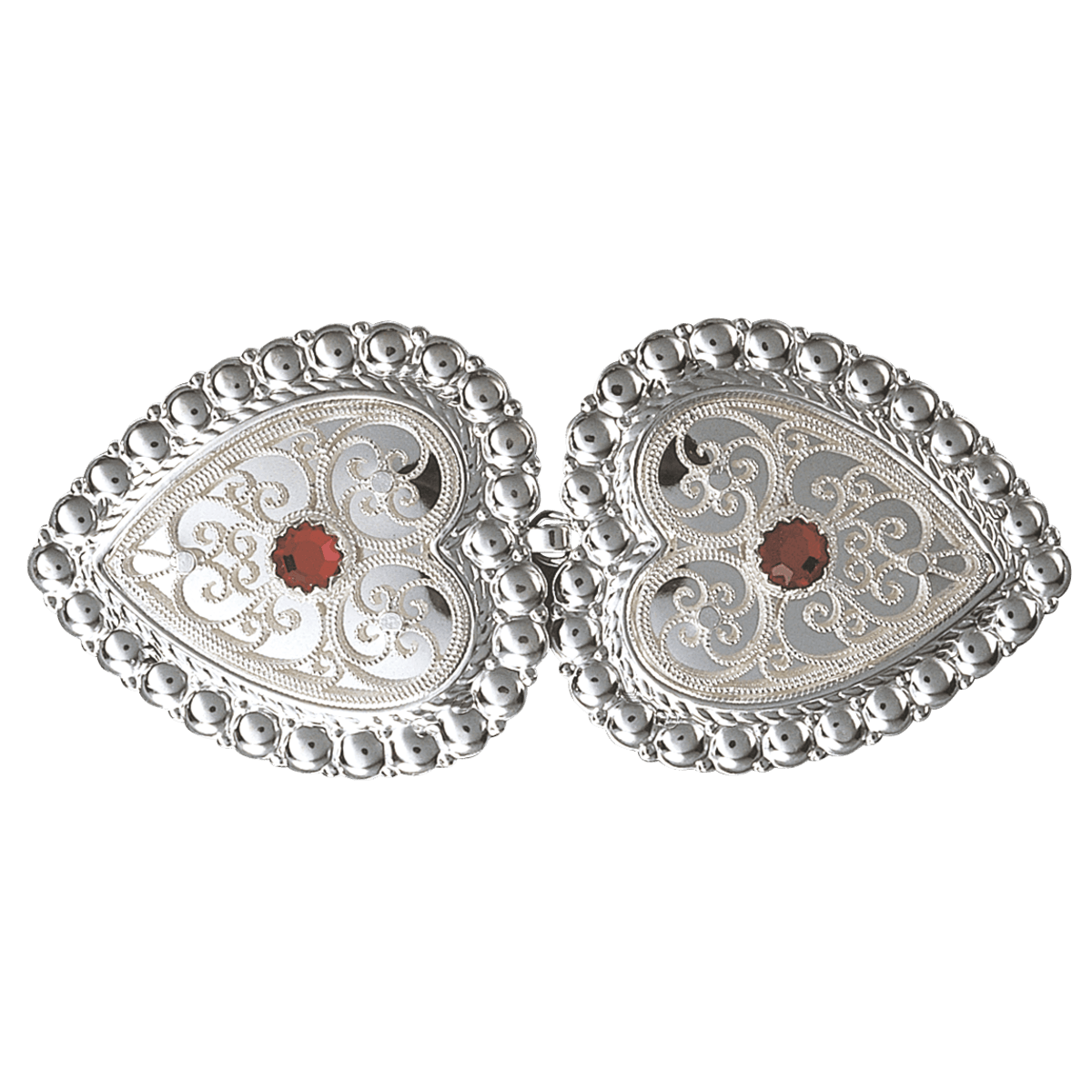 Beltespenne til skinnlist med raud stein, kvit - Bilde 1