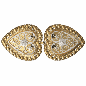 Beltespenne med kruser og syhol, forgylt/kvit