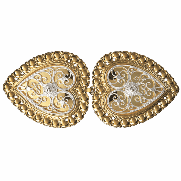 Beltespenne med kruser og syhol, forgylt/kvit