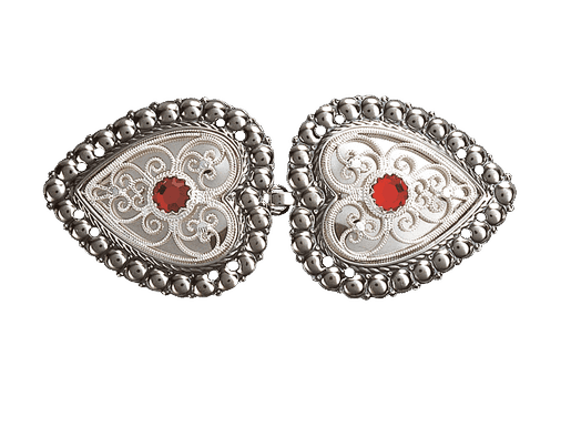 Ferdig Sunnmøre Cape u/for med Hjertespenne m/rød stein