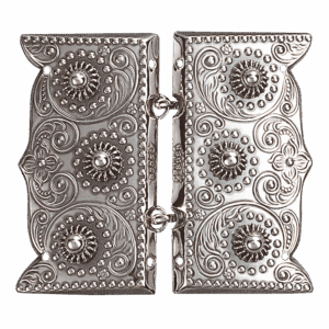 Beltespenne med kruser og syhol, oksidert