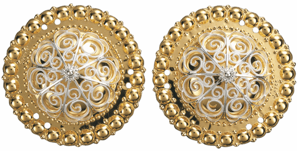 Borer 47 mm med kruser, forgylt/kvit