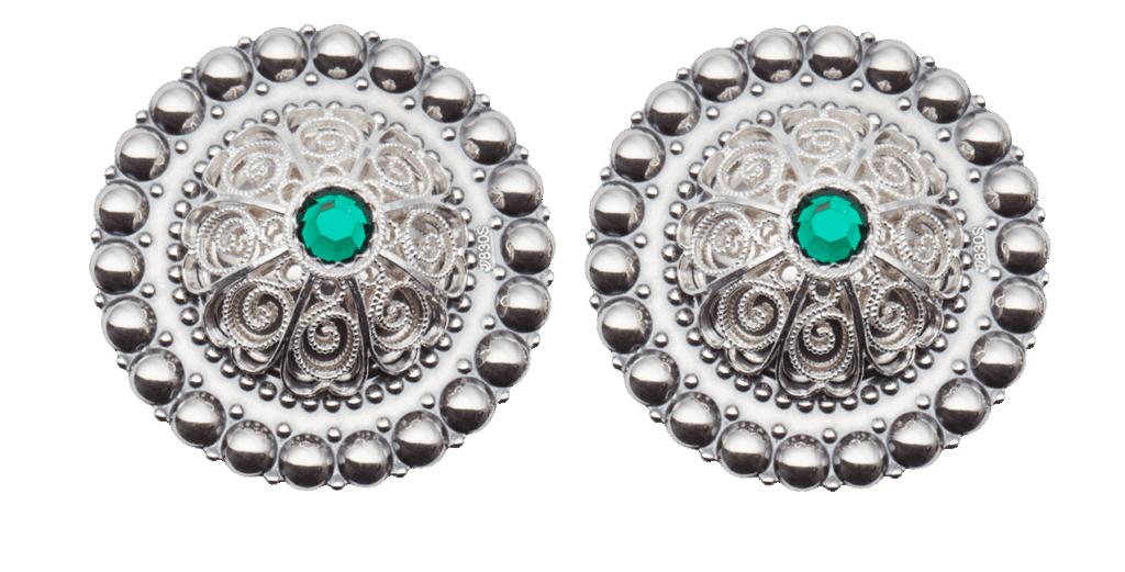 Borer 40 mm med grøn stein til skinnlist, oksidert/kvit