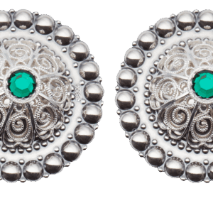 Borer 40 mm med grøn stein til skinnlist, oksidert/kvit