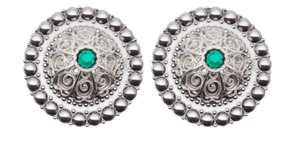 Borer 40 mm med grøn stein til skinnlist, oksidert/kvit