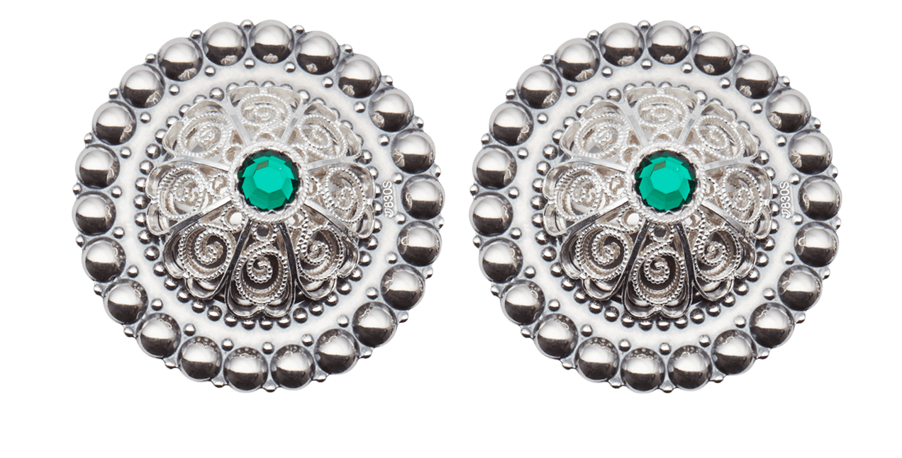 Borer 40 mm med grøn stein til skinnlist, oksidert/kvit - Bilde 1