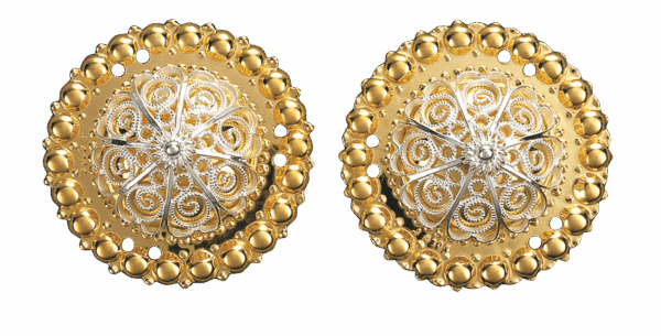 Borer 40 mm med kruser, forgylt/kvit