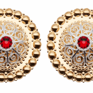 Borer 40 mm med raud stein til skinnlist, forgylt/kvit