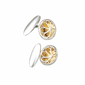 Mansjettknappar, kvit/forgylt