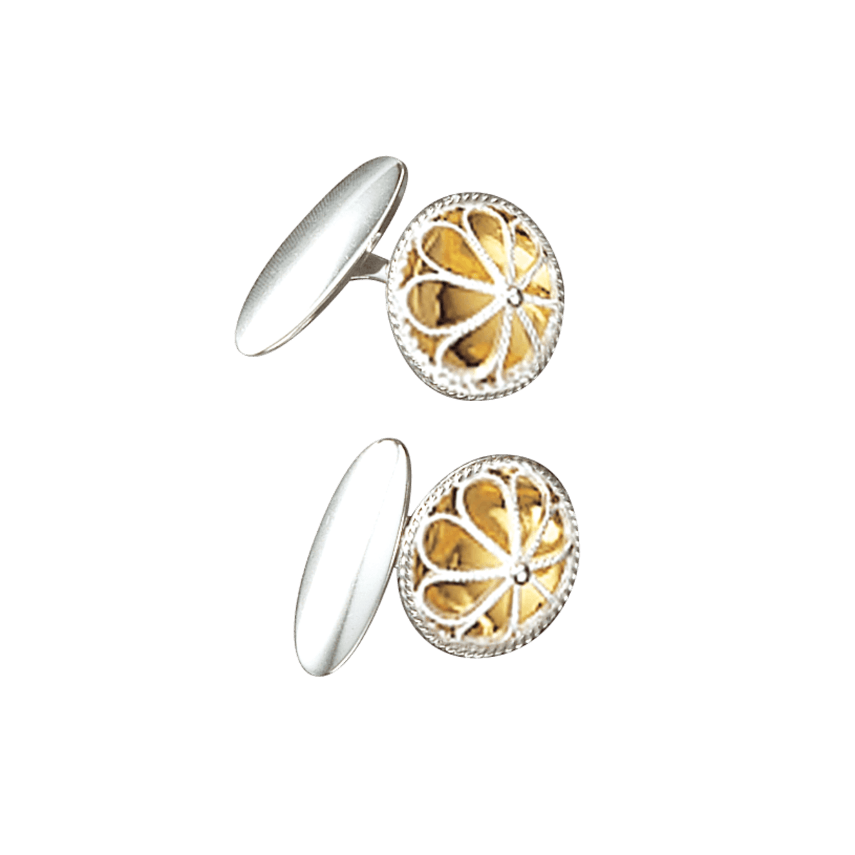 Mansjettknappar, kvit/forgylt - Bilde 1