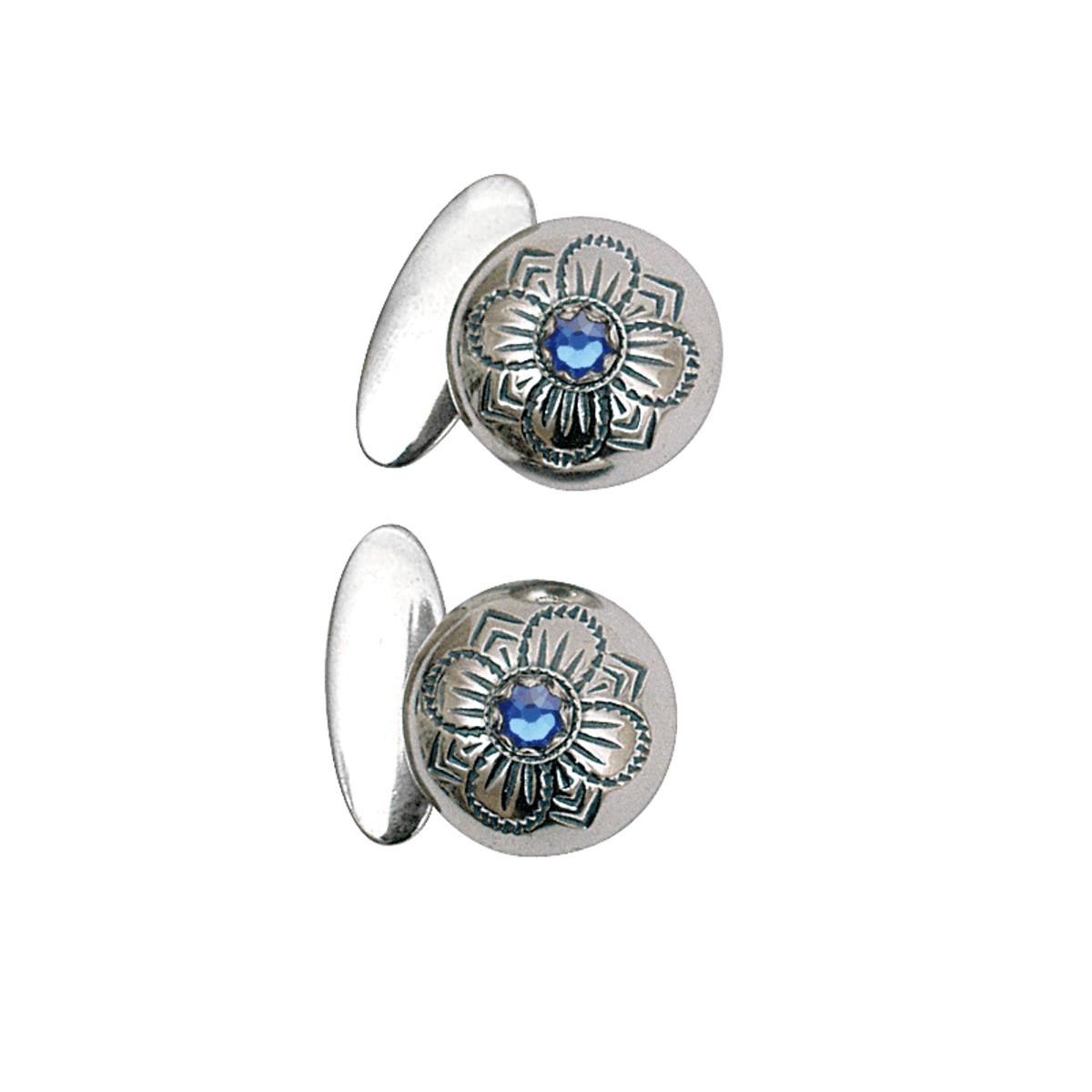 Mansjettknappar med blå stein, oksidert - Bilde 1