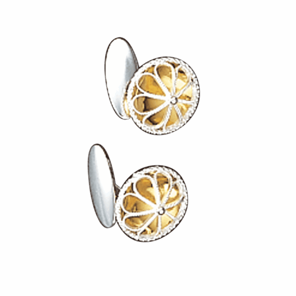 Mansjettknappar, kvit/forgylt