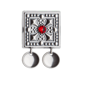 Beltestøl med raud stein, oksidert