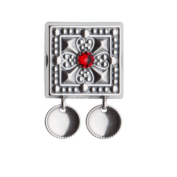 Beltestøl med raud stein, oksidert