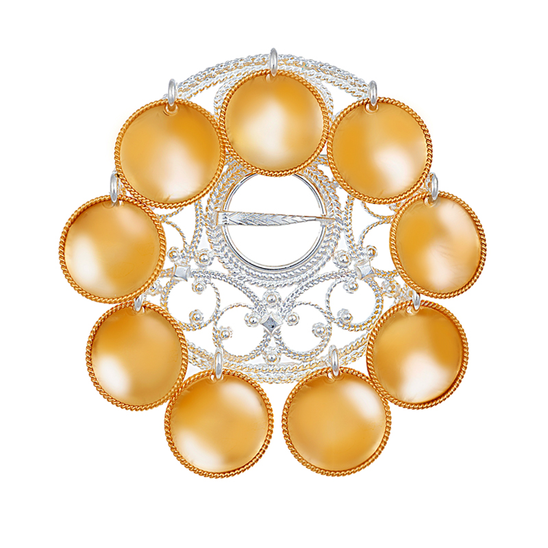 Mellomstor hvit Rosesølje med forgylte løv - Bilde 1