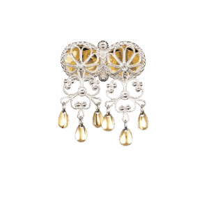 Halssølje med dråpelauv, kvit/forgylt