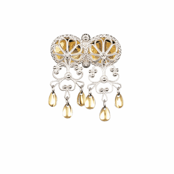 Halssølje med dråpelauv, kvit/forgylt