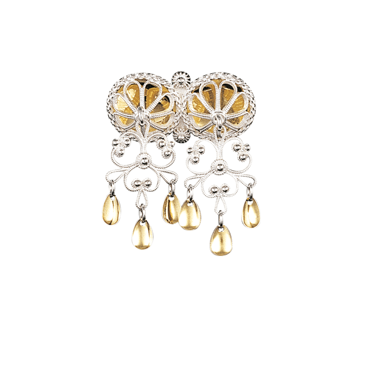 Halssølje med dråpelauv, kvit/forgylt - Bilde 1