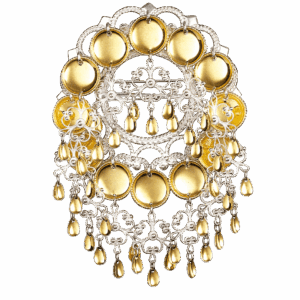 Sølje med 16 mm trådkantlauv, kvit/forgylt