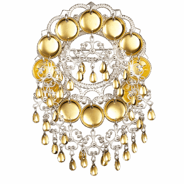 Sølje med 16 mm trådkantlauv, kvit/forgylt