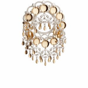 Sølje med 14 mm trådkantlauv, kvit/forgylt