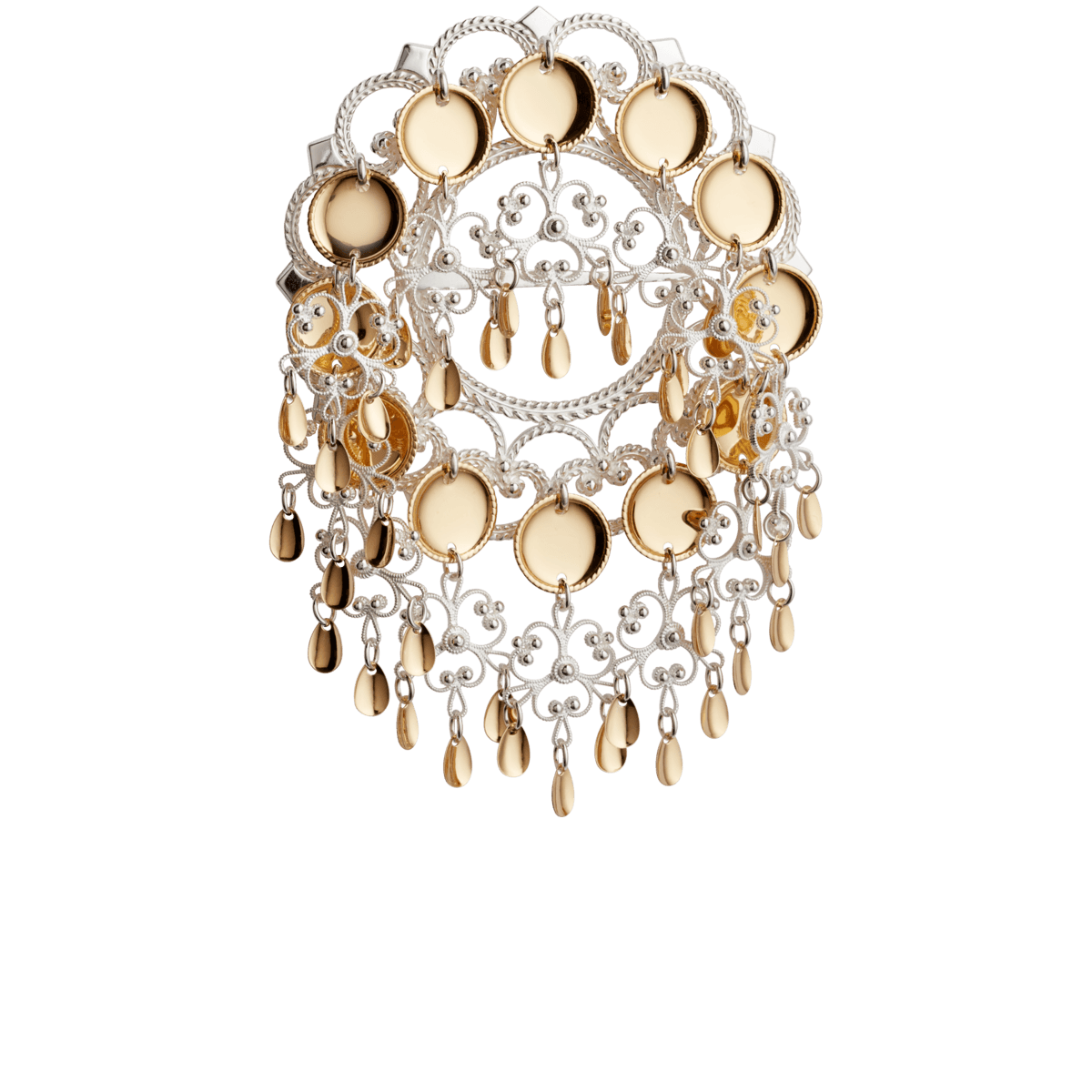 Sølje med 14 mm trådkantlauv, kvit/forgylt - Bilde 1