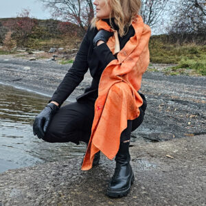 Skjerf i ull og silke Sunset coral - Bilde 5