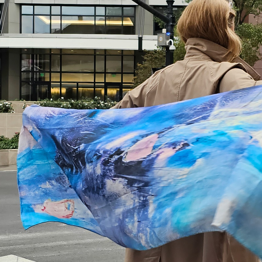 Skjerf Blurred lines light blue - Bilde 1