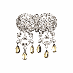 Halssølje med drypplauv, kvit/forgylt