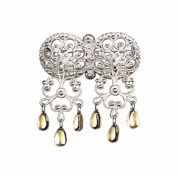 Halssølje med drypplauv, kvit/forgylt