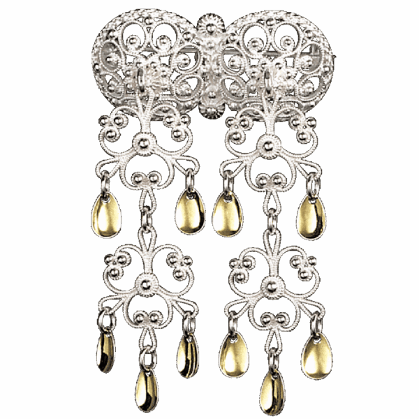 Halssølje med drypplauv, kvit/forgylt