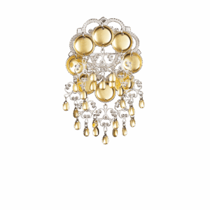 Sølje med 16 mm trådkantlauv, kvit/forgylt