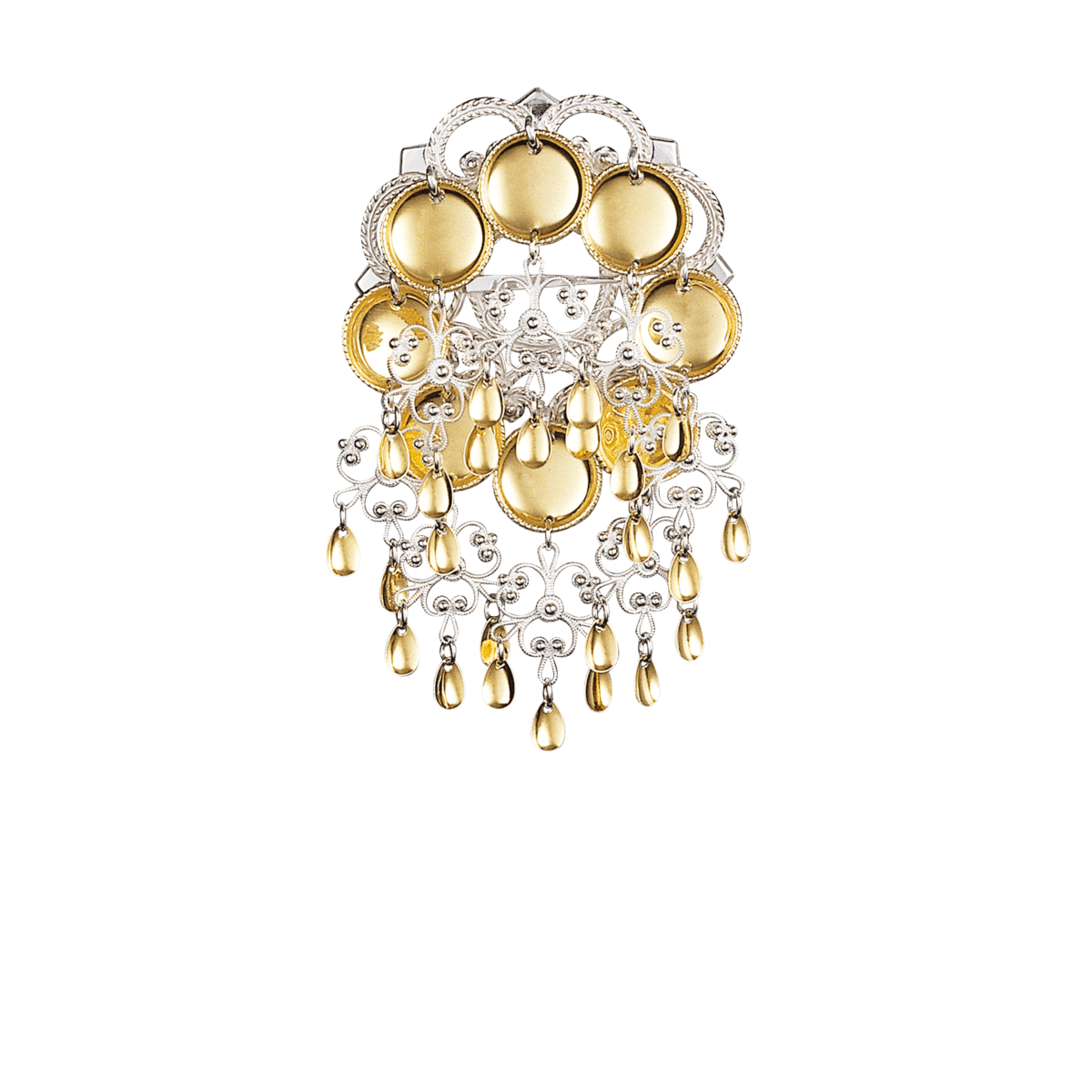 Sølje med 16 mm trådkantlauv, kvit/forgylt - Bilde 1