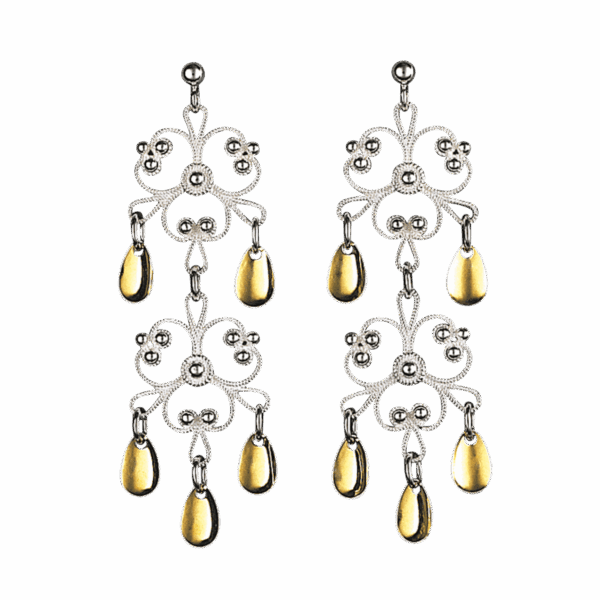 Øyrepynt, kvit/forgylt