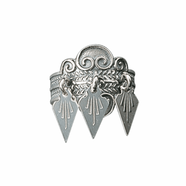 Bunadsring med spirlauv, oksidert