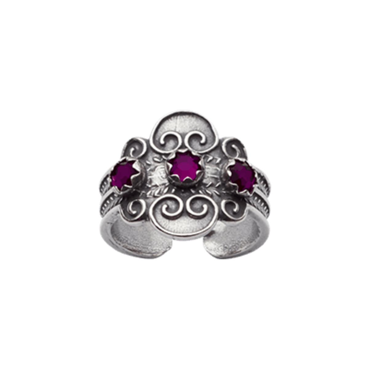 Bunadsring med lilla stein, oksidert - Bilde 1