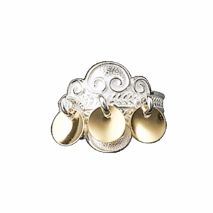 Bunadsring med forgylt lauv, kvit