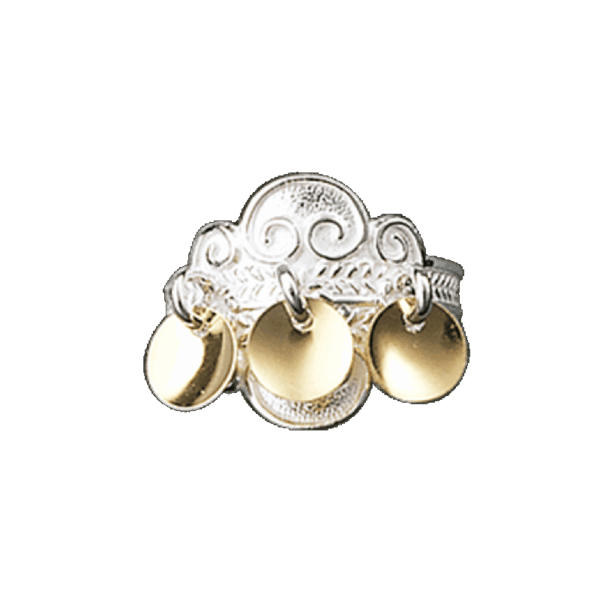 Bunadsring med forgylt lauv, kvit