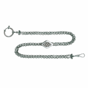 Klokkekjede 37 cm, 2 rader kjede+lås, oksidert