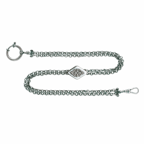 Klokkekjede 37 cm, 2 rader kjede+lås, oksidert