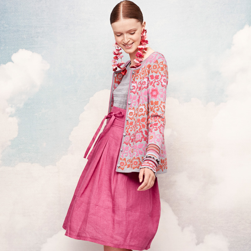 Mellomlang jakke, ull/silke, grå - Bilde 4