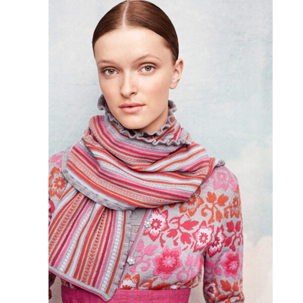 Mellomlang jakke, ull/silke, grå