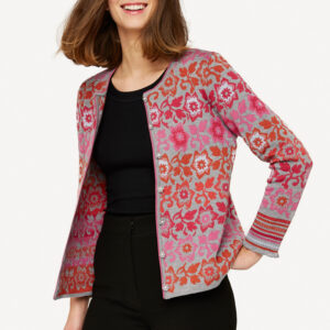 Mellomlang jakke, ull/silke, grå - Bilde 3