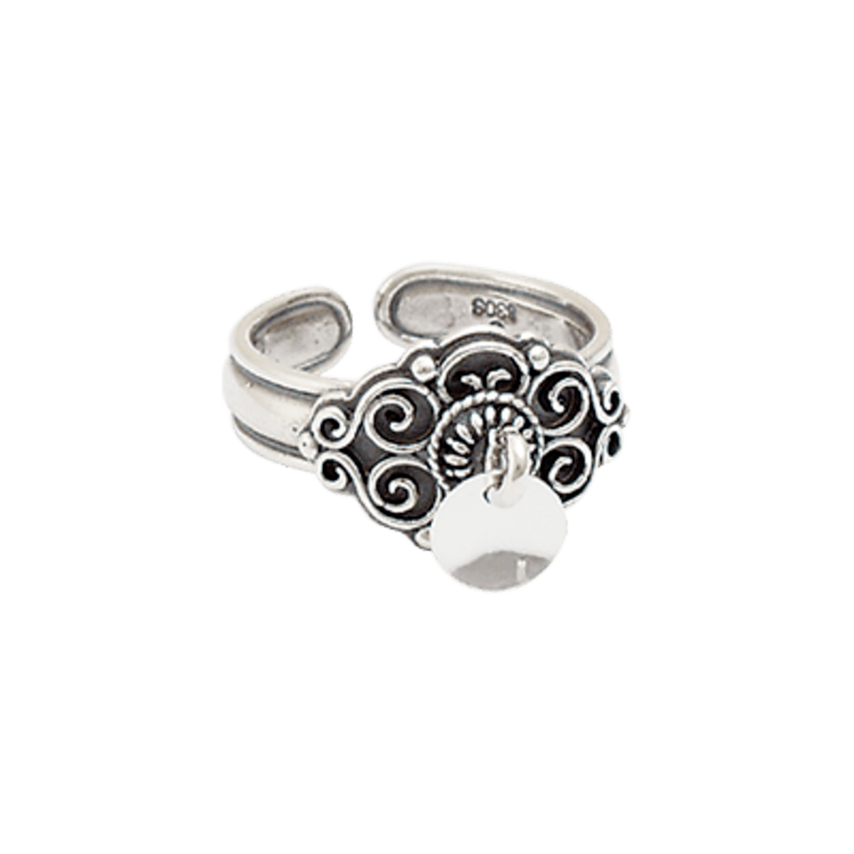 Bunadsring med lauv, oksidert - Bilde 1