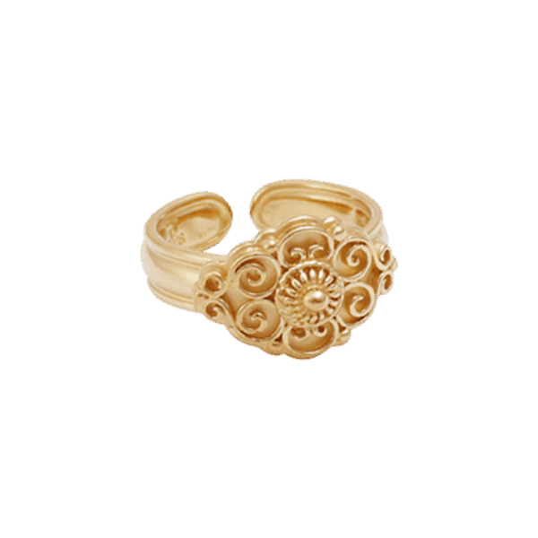 Bunadsring med krus, forgylt