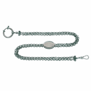 Klokkekjede 37 cm med graveringsfelt , 2 rader, oksidert